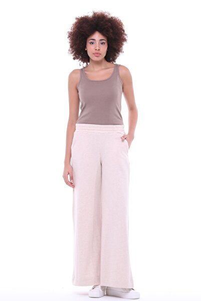 defys Γυναικείο παντελόνι με φαρδιά πόδια με τσέπες oversized Fit Μπεζ