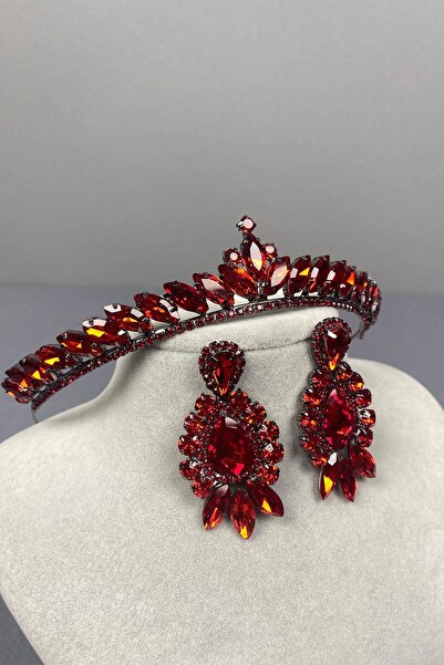 GELD Accesoriu pentru păr, roșu, subțire, model Ilayda, set de coroană de mir...