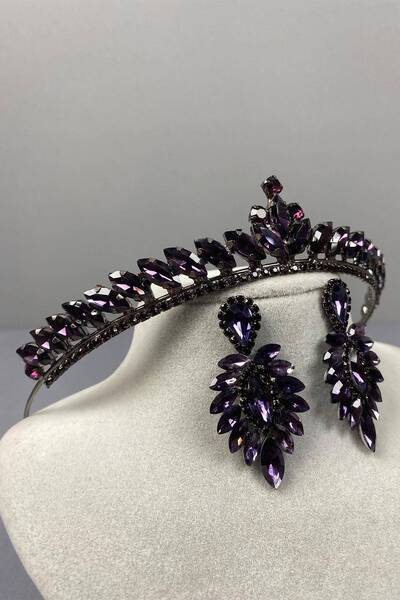 GELD Accesoriu pentru păr Culoare violet Model Ilayda Coroană de mireasă și s...