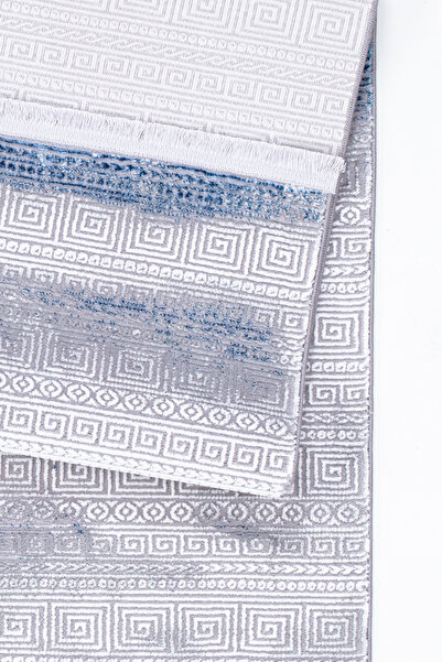 LİNOS HOME SİRİUS COLLECTION Mavi Modern Saçaklı Yumuşak Dokuma Makine Halısı Salon Oturma Odası Mutfak Koridor