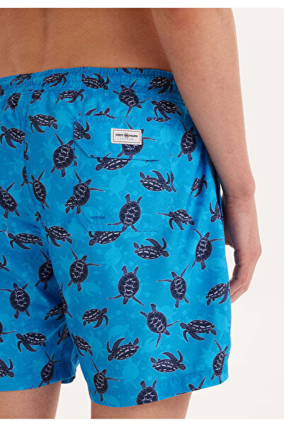 WESTMARK LONDON Ανδρικό σορτς μαγιό με μπλε χελώνα με κανονική εφαρμογή