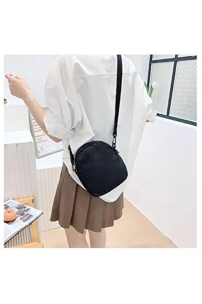 Toum EYSA Kawaii Fermuarlı Unisex Kanvas Siyah Omuz Çantası