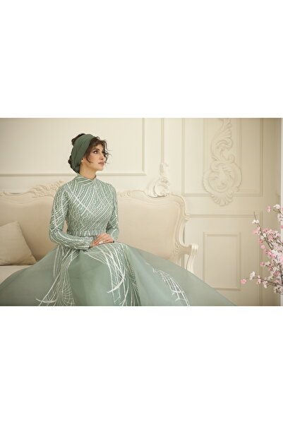 minel aşk Ankle Length Organza Fluffy Evening Dress