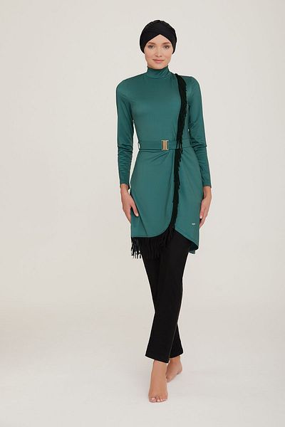 Remsa Mayo Lycra Full Covered Hijab Swimsuit Charlıe 4443 Khaki Remsa Μαγιό