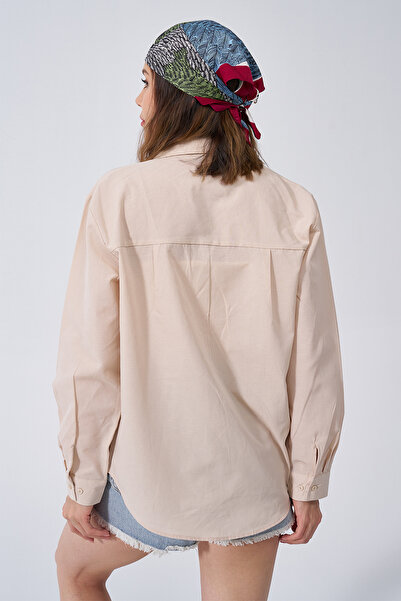 GİYSA Γυναικείο πουκάμισο Terry Cotton με μία τσέπη