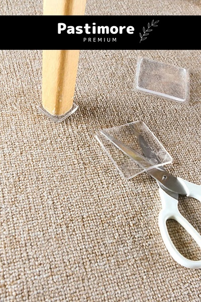 Pastimore Premium Üretim Şeffaf Zemin Parke Koruyucu Sandalye Mobilya Çamaşır Makinesi Kaydırmaz Ped 4 Adet