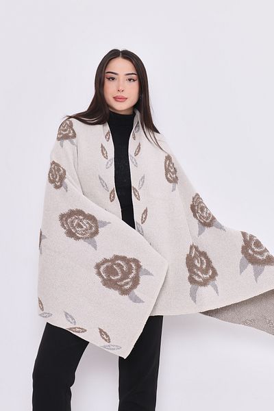 Brv Women's Floral Thick Knitwear Shoulder Shawl