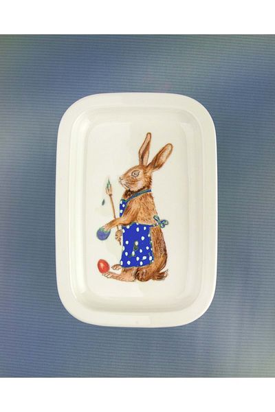 Bursa Porselen Dekor Porcelain butter bowl with blue bunny lid