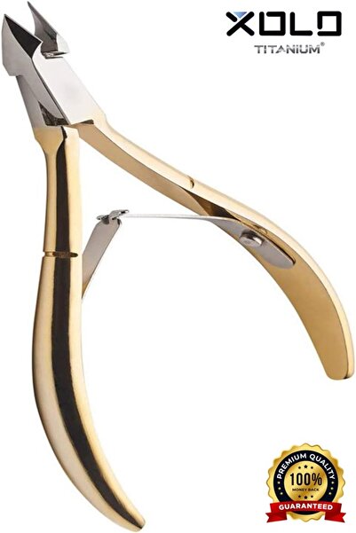 xolo Cobalt İnce Ağız Gold Profesyonel Manikür Bileyli Et Pensi Kalın Çelik 7...
