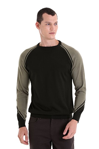 Hatemoğlu Хакі Regular Fit Велосипедний комір Жаккардовий вовняний трикотажний светр