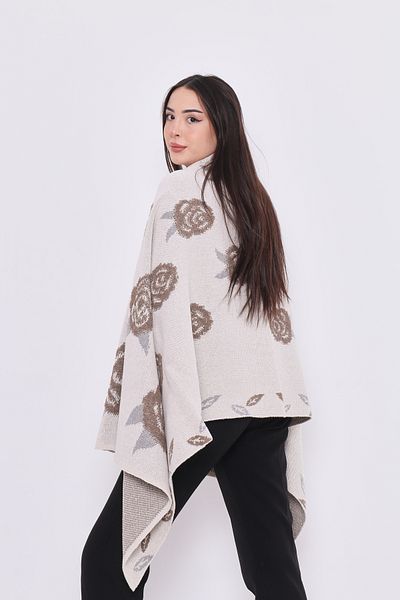 Brv Women's Floral Thick Knitwear Shoulder Shawl
