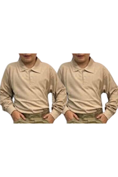 Nacar Unisex Uzun Kollu Polo Yaka Çocuk Okul Tshirt 2 Adet