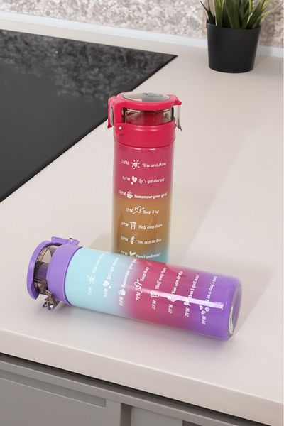 Akkoyunlu home Motivation Glass Bottle, Water Bottle Colorful 550 CC