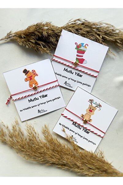 Atölye Merdiven 3lü Yeniyıl Yılbaşı Doğum Günü Şans Bilekliği Kartı