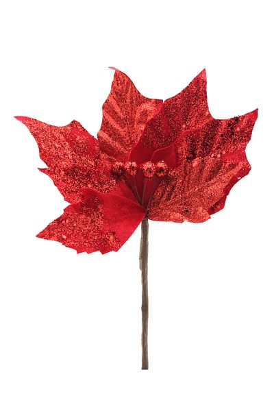 Lora Wedding 25cm Height Bright Red Colored Coquina Flower with Glitter on Top