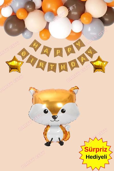 Party City Σετ γιορτής γενεθλίων με μπαλόνι με θέμα Fox Concept Foil
