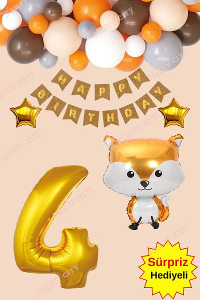 Party City Σετ γιορτής γενεθλίων με μπαλόνι με θέμα Fox Age 4