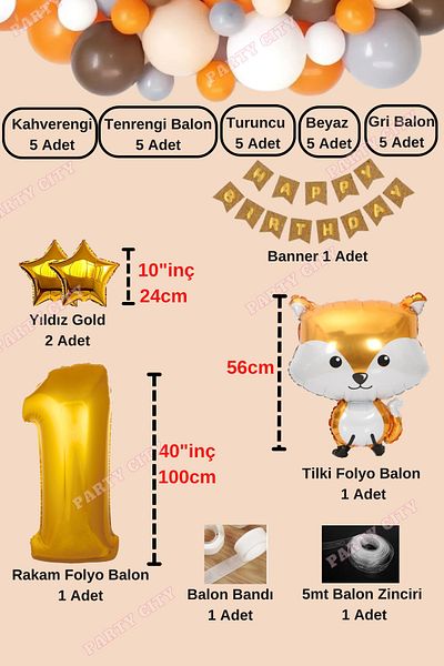 Party City Σετ γιορτής γενεθλίων με μπαλόνι με θέμα Fox Age 1