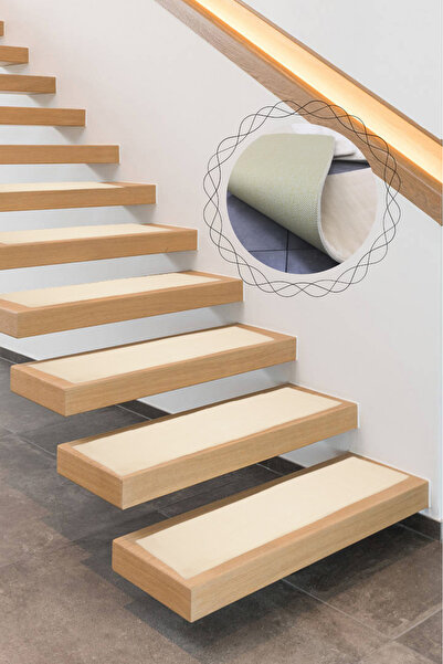 Bonny Home Comfort Vizon (5 Adet) Merdiven Halısı Pufidik Peluş Kaymaz Deri T...