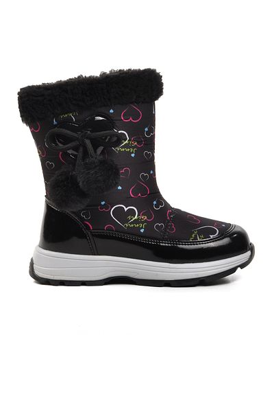 Aspor Pepino 1555-P - Girl's Black Fleece Snow Boots