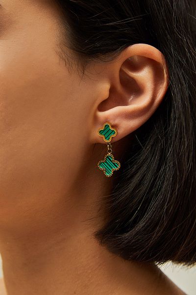 Bianco Lucci Women's Accessory Steel Clover Earrings