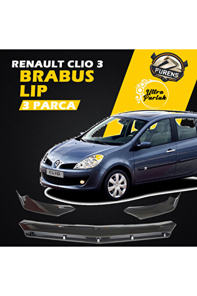 Furens Renault Clio 3 2005-2009 Uyumlu Brabus Ön Lip 3 Parça Kanatlı Lip