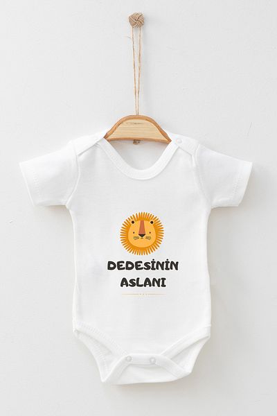 ADABEBEK 100% Cotton Organic Grandfather's Lion Short Sleeve Bodysuit Baby Bodysuit