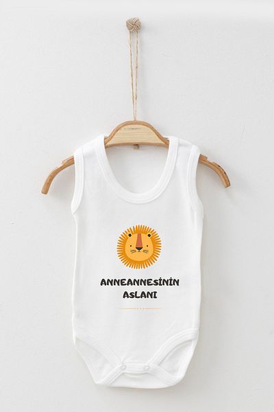 ADABEBEK 100% Cotton Organic Grandma's Lion Strappy Bodysuit Baby Bodysuit
