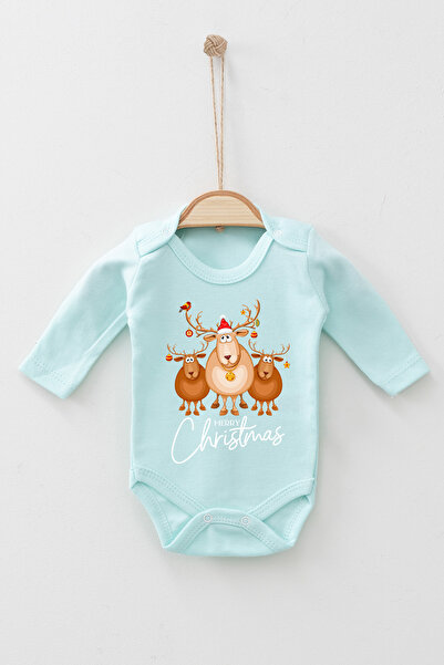 ADABEBEK 100% Cotton Organic Merry Christmas Long Sleeve Bodysuit Baby Bodysuit