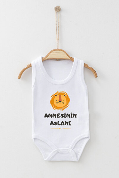 ADABEBEK 100% Cotton Organic Mother's Lion Strappy Bodysuit Baby Bodysuit