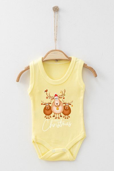 ADABEBEK 100% Cotton Organic Merry Christmas Strappy Bodysuit Baby Bodysuit