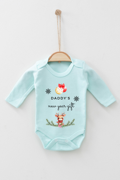 ADABEBEK 100% Cotton Daddy New Years Long Sleeve Bodysuit Baby Bodysuit