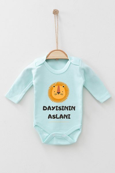 ADABEBEK 100% Cotton Organic Uncle's Lion Long Sleeve Bodysuit Baby Bodysuit