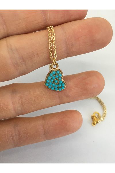 BalıkHediyelik TURQUOISE (firuze) STONE NECKLACE EARRING SET OUR MODELS-1001