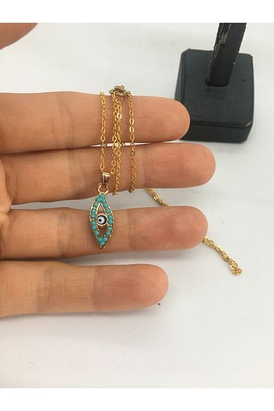 BalıkHediyelik TURQUOISE (firuze) STONE NECKLACE EARRING SET OUR MODELS-1001