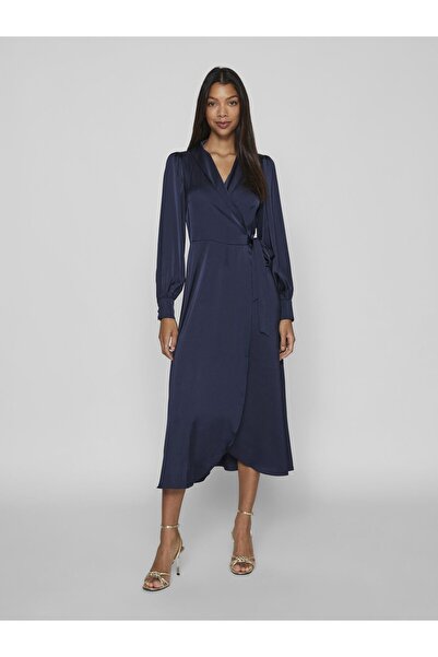 VILA Wickelkleid Langärmeliges Midi