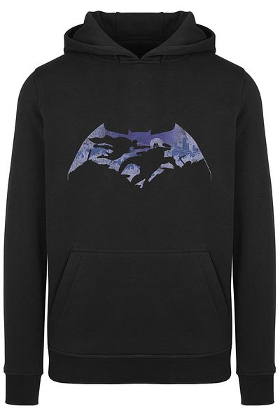 F4NT4STIC Herren Batman gegen Superman Battle Silhouette mit tailliertem, schwerem Kapuzenpullover
