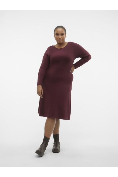 Veromoda Curve Strickkleid VMCNANCY LS BOATNECK DRESS GA EXC CUR