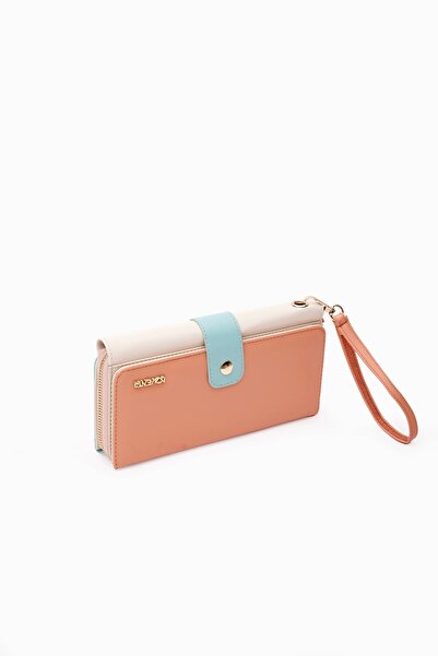 LOVENTA Yavruağzı Xl Büyük Boy Renkli Kadın Cüzdan Ve El Çantası Mix