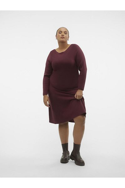 Veromoda Curve Strickkleid VMCNANCY LS BOATNECK DRESS GA EXC CUR