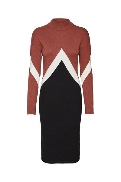 Vero Moda Strickkleid VMNANCY BLOK LS O-YAKA BKN ELBİSE LCS
