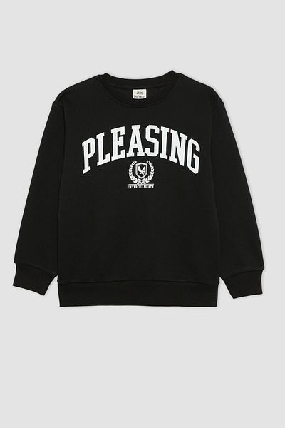 DeFacto Boy's Regular Fit Crew Neck Thick Sweatshirt
