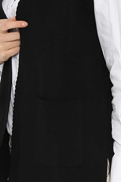 Uludağ Triko Чорний сталевий плетений жіночий жилет 1111