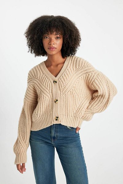 DeFacto Regular Fit V-Neck Knitwear Cardigan