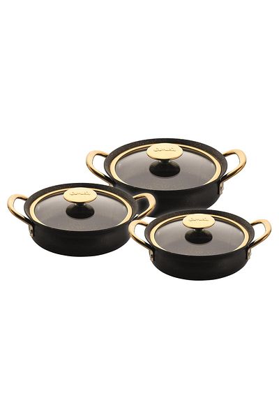 OMS Granite Pan Set 6 Pieces Black 3724
