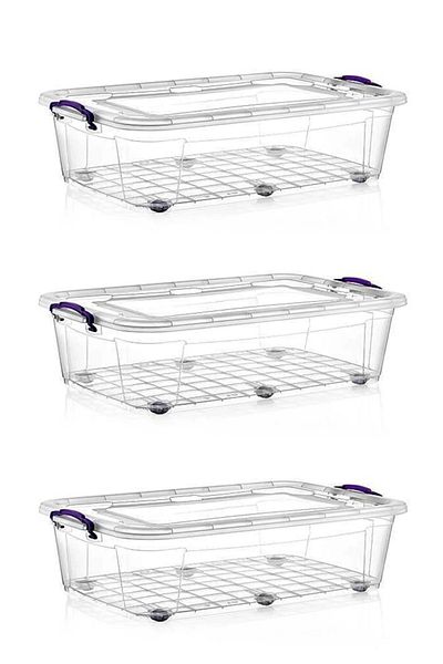 Polytime 3 Pieces 40 Liter Wheeled MAXI Multi Box Storage Box - E-513-3