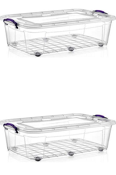 Polytime 2 Pieces 60 Liter Wheeled MAXI Multi Box Storage Box - E-514-2
