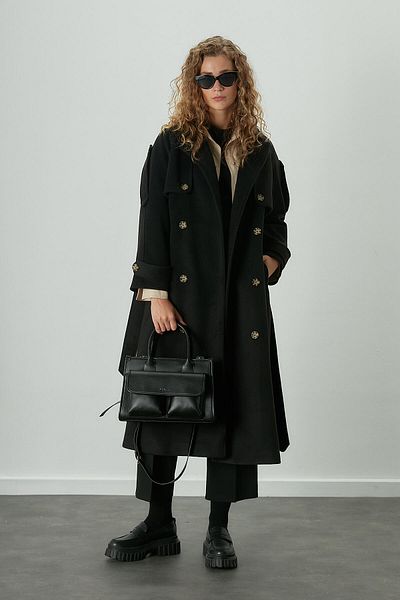 Manuka PREMIUM STAMP TRENCH COAT ČERNÝ