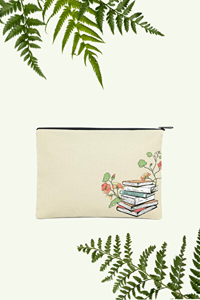 APRENDİ Чанта за грим с дизайн на книга и цветя