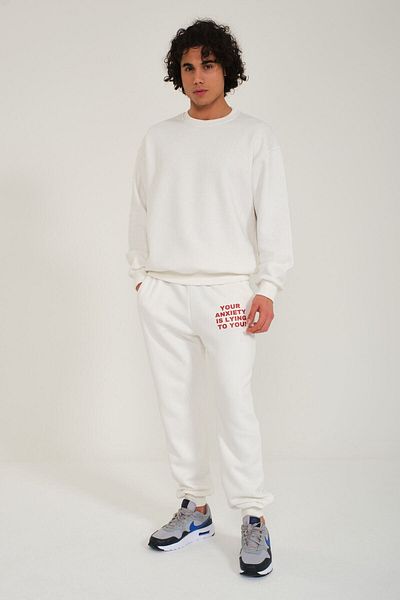 PURE EFFECT Το άγχος σας που ψέματα σε σενάκι Basic Crew Neck Σετ αθλητικών παντελονιών